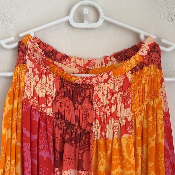 Ann Taylor Women’s Patchwork Floral Maxi Dress Tangelo Boho tropical Large NWT - Picture 6 of 13